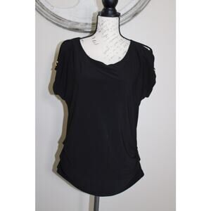 LUXOLOGY Black Short Sleeve Top Women’s Size M